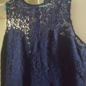 Blue high low dress.